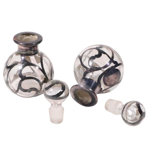 Early 20th Century Pr. Silver Overlay Perfume Bottles For Sale In New York - Image 6 of 7