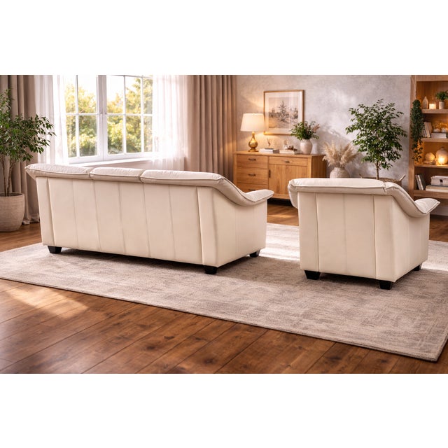 Vintage Leather Sofa Set, 1980s, Set of 2 For Sale - Image 11 of 17