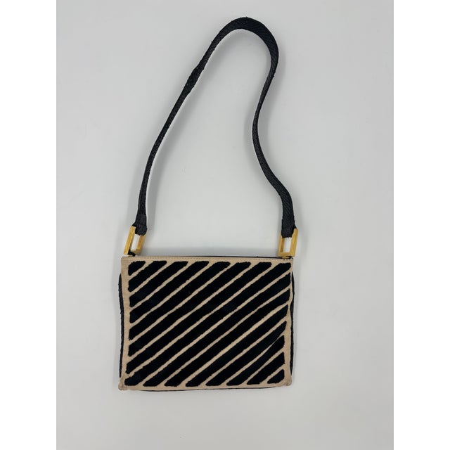 Black 1970s Fendi Canvas and Velvet Shoulder Bag For Sale - Image 8 of 8