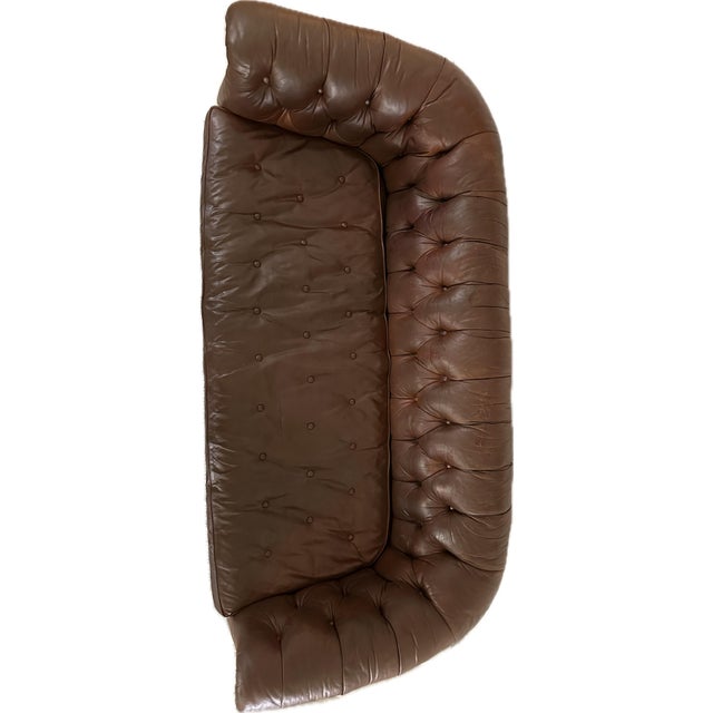 Animal Skin Vintage Baker Furniture Chesterfield Leather Sofa For Sale - Image 7 of 8
