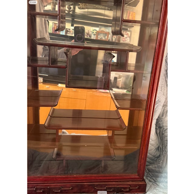Mid 20th Century Mid 20th Century Chinese Rosewood Curio Display Cabinet For Sale - Image 5 of 16
