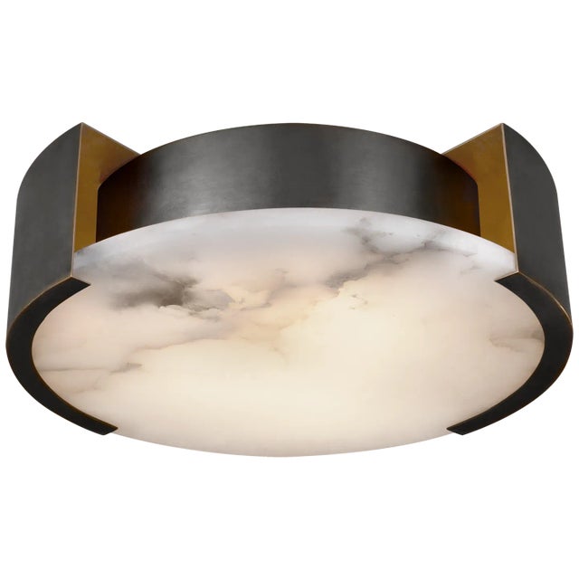 Kelly Wearstler for Visual Comfort Signature Melange Small Flush Mount in Bronze with Alabaster For Sale