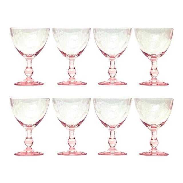 Delicate Petal Pink Wine or Water Glasses - Set of 8 For Sale