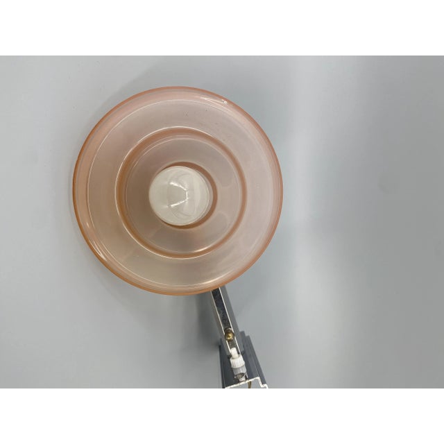 Metal French Art Deco Wall Lamp with Stepped Glass Shade, 1920 For Sale - Image 7 of 12