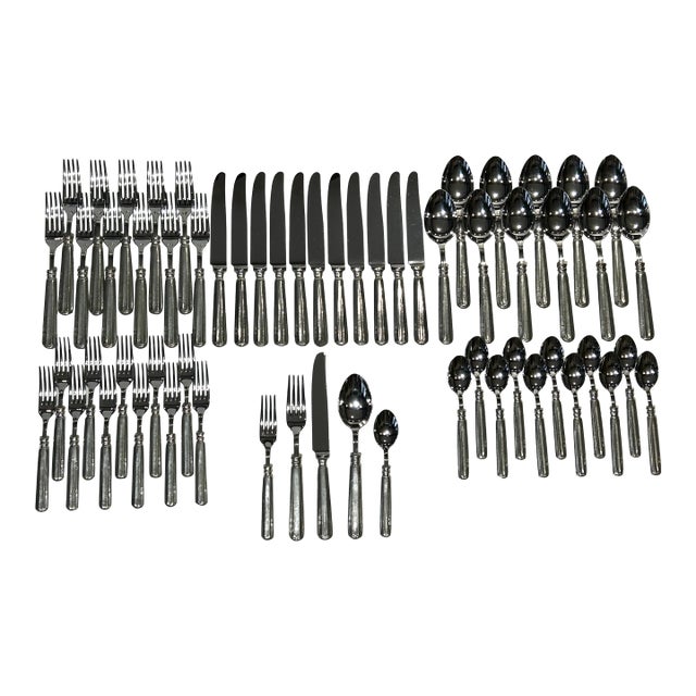 William-Sonoma Alton Pewter Flatware Set - 60 Pieces For Sale