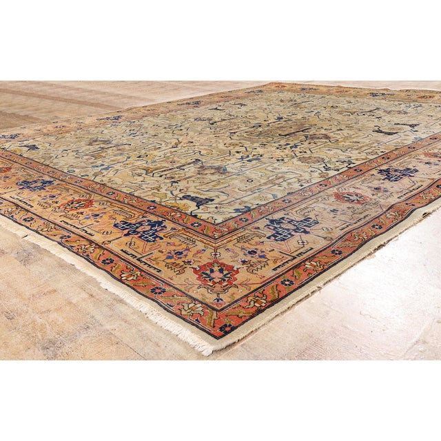 Beige Antique Persian Tabriz Rug, 09'01 X 11'05 For Sale - Image 8 of 10