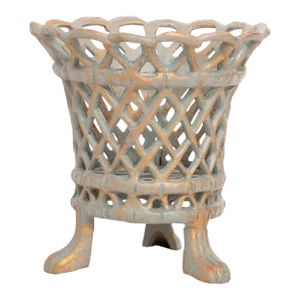 Verde Green/Gold Lattice Footed Planter Large