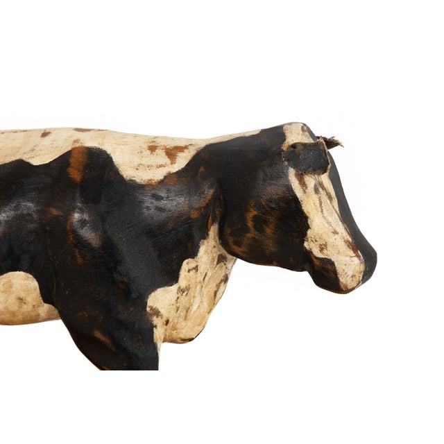 Wood 20th Century American Folk Art Whimsical Carved Painted Holstein Cow For Sale - Image 7 of 18