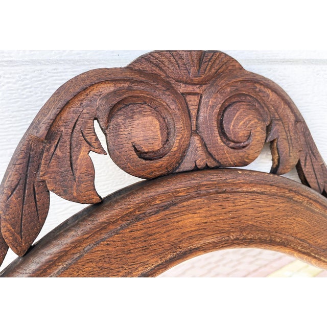 Neo-Baroque Mirror in Oak Frame with Wave Pattern, 1930s For Sale - Image 6 of 12