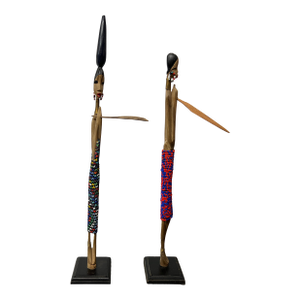 Handcrafted African Female Ndebele Beaded Figures, Pair