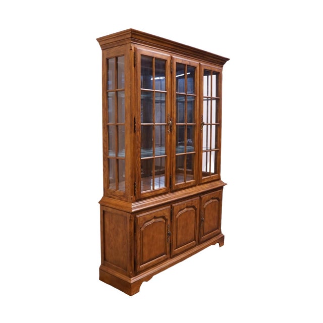 Drexel Drexel Furniture Chatham Oaks Collection Early American Country Style 60" Lighted Display China Cabinet 186-435-6 For Sale - Image 4 of 16