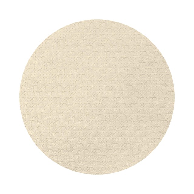 2020s Solid Champagne Vegan Leather Round Cane Placemat, Set of 4 For Sale - Image 5 of 5