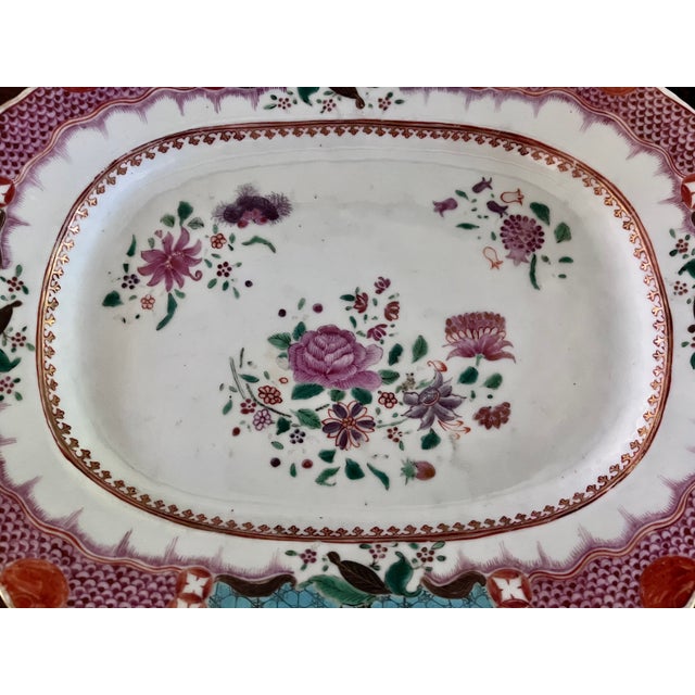 Antique 18th Century Chinese Export Famille Rose Porcelain Platter - Qianlong Period For Sale - Image 11 of 17
