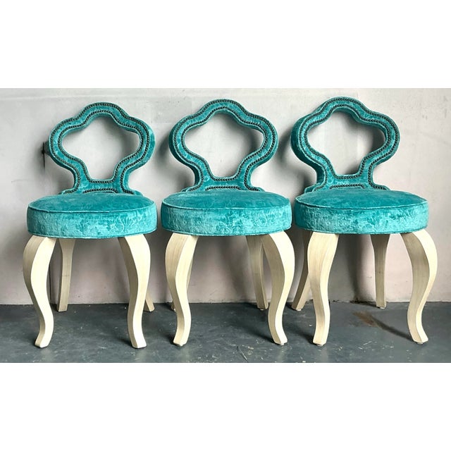 Vintage Regency Keyhole Barstools - Set of 3 For Sale - Image 9 of 9