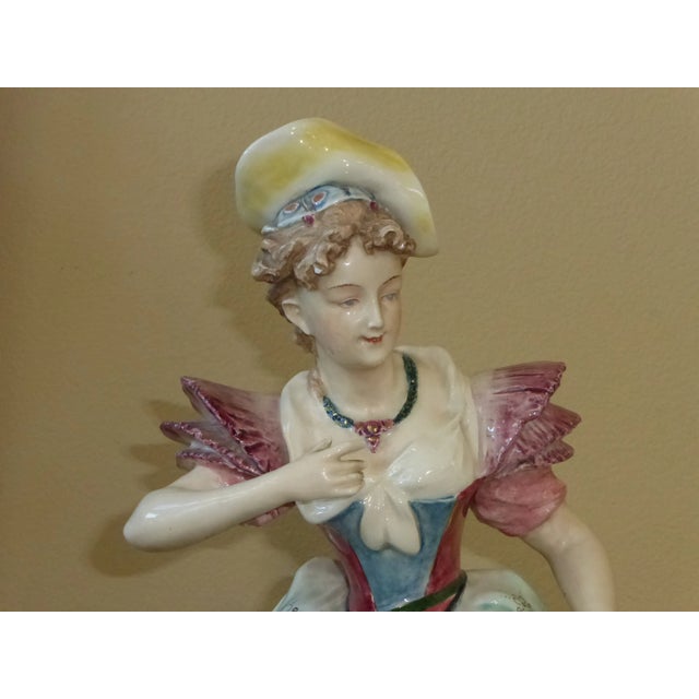 Antique Hand Painted German Porcelain Woman Statue Made in 1902 For Sale - Image 9 of 13
