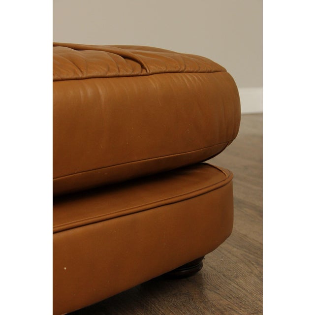 Classic Leather Brown Leather Ottoman For Sale - Image 9 of 12