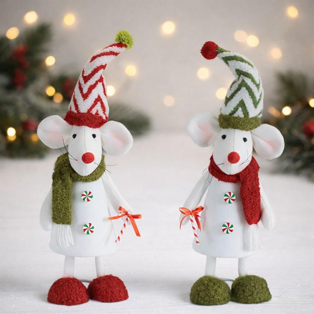 Sweet, whimsical, and full of festive cheer, this Holiday Plush Mouse Figurine Set is ready to scamper into your seasonal...