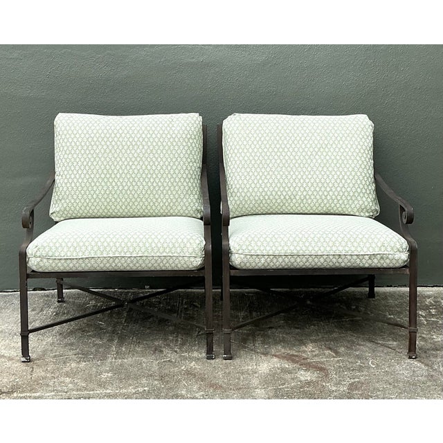 Vintage Brown Jordan Lounge Chair and Ottoman in Sister Parrish - Set of 2 For Sale - Image 12 of 12