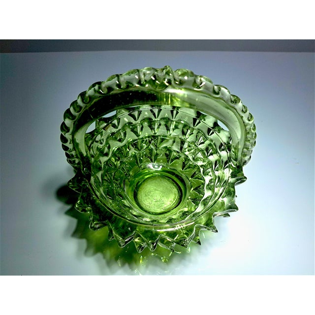 Green Rostrato Murano Glass Basket attributed to Ercole Barovier for Barovier & Toso, 1950s For Sale - Image 6 of 10
