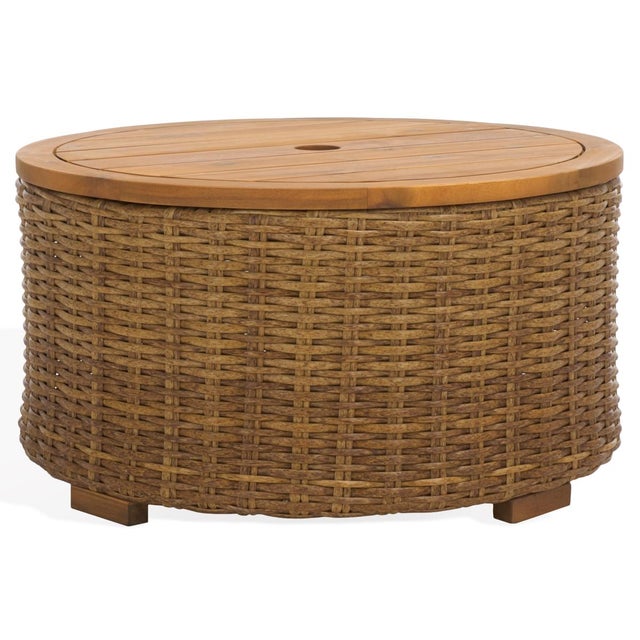 Anguilla Wicker Storage Outdoor Coffee Table, Natural For Sale - Image 9 of 9