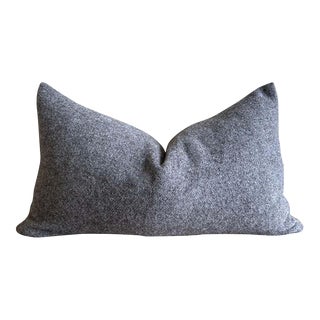 Custom Made Stone Alpaca Wool Lumbar Pillow With Insert For Sale