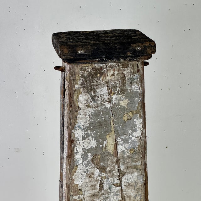 Early 20th Century Architectural Salvage Column Like Wood Hitching Post Pedestal, Naturally Distressed For Sale - Image 12 of 15