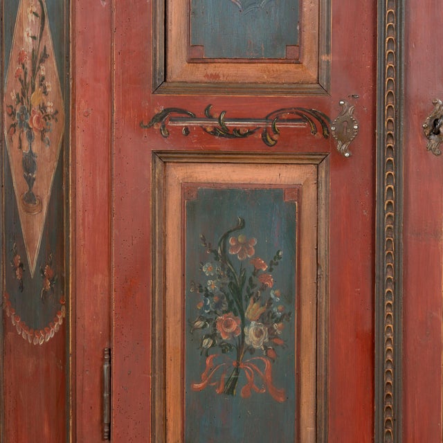 Swedish Hand-Painted Pine Armoire Dated 1823 For Sale - Image 9 of 14