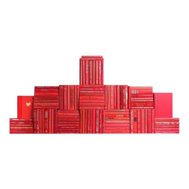 Decorative Books - Orchard Book Wall - Set of 100 Red Books For Sale