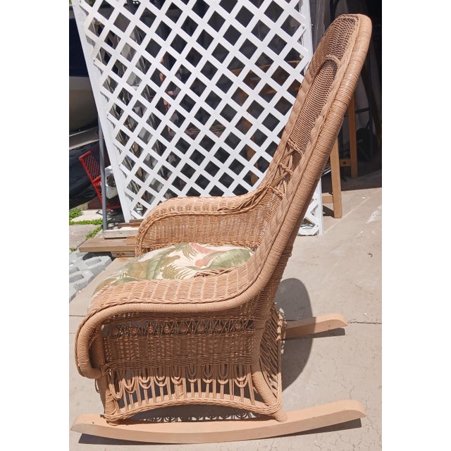 1990s Vintage Drexel Heritage Wicker Rocking Chair For Sale - Image 5 of 8