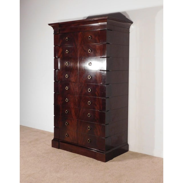Thomas Pheasant for Baker Furniture Massive Flame Mahogany Empire Linen Press For Sale In South Bend - Image 6 of 15
