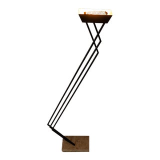 Mid-Century Post Modern Italian Cantilever Freestanding 6 Foot Floor Lamp With Travertine Base, Italy, C. 1980s For Sale