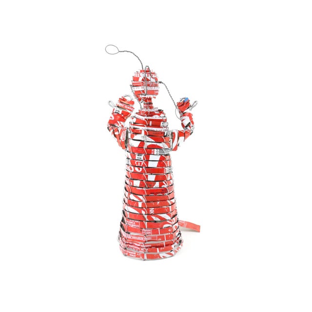 African Early 20th Century Praying Figural Coke Can Sculpture South Africa For Sale - Image 3 of 7