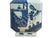 1990s Chinese Blue White Porcelain Hexagonal Figural Graphic Art Vase For Sale - Image 5 of 15