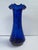 Early 20th Century Vintage Mary Gregory Style Cobalt Blue Glass Vase With Ruffled Rim For Sale - Image 5 of 12