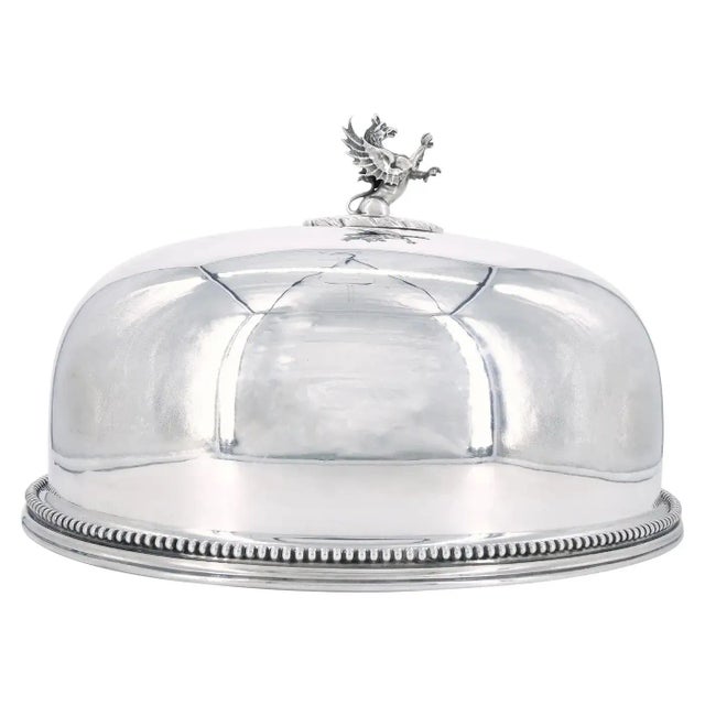 19th Century English Silverplate Meat Dome With Dragon Finial Handle For Sale - Image 11 of 11