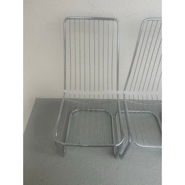 Chrome Mid Century Chrome Cantilever Dining Chairs Attributed to Gaston Rinaldi Italy, 1970’s Set of 4 For Sale - Image 8 of 8