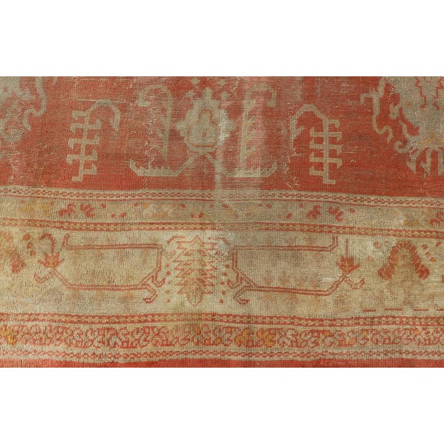 Cream Antique Turkish Oushak Rug With Soft Apricot Field and Faded Cream 11'5 X 15'0 For Sale - Image 8 of 12