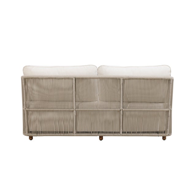 Alpine Teak Wood Outdoor Loveseat With Gray Rope Design For Sale - Image 13 of 15