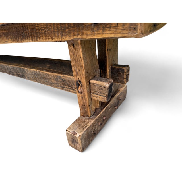 Wood 90" Breadboard Trestle Bench For Sale - Image 7 of 10