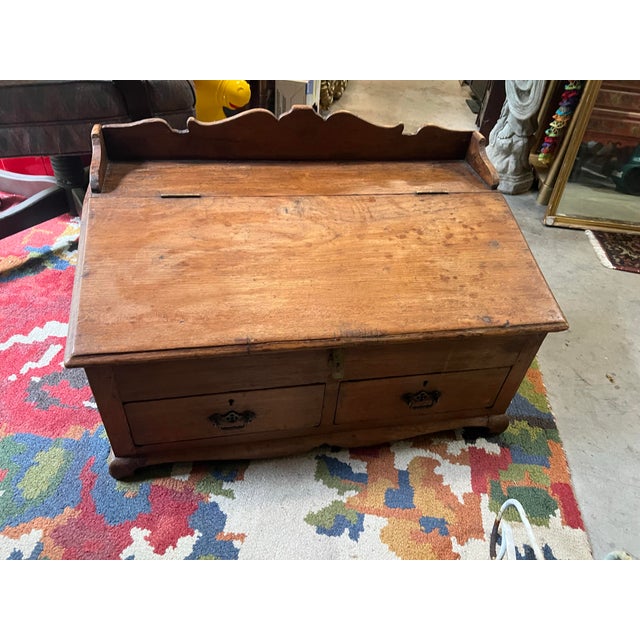 Wood British Colonial Wooden Low Desk For Sale - Image 7 of 8
