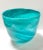 Glass Large Hand-Blown Turquoise Swirl Art Glass Bowl or Cachepot For Sale - Image 7 of 8
