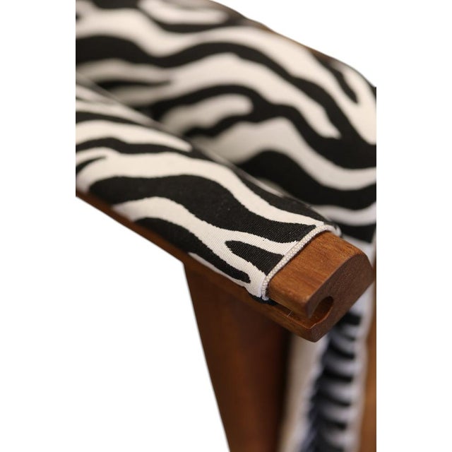 Folding Stool in Teak with Zebra Patterned Upholstery, 1960s For Sale - Image 6 of 15