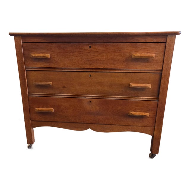 Antique 1900s Mission Oak Arts & Crafts Dresser Solid Oak For Sale