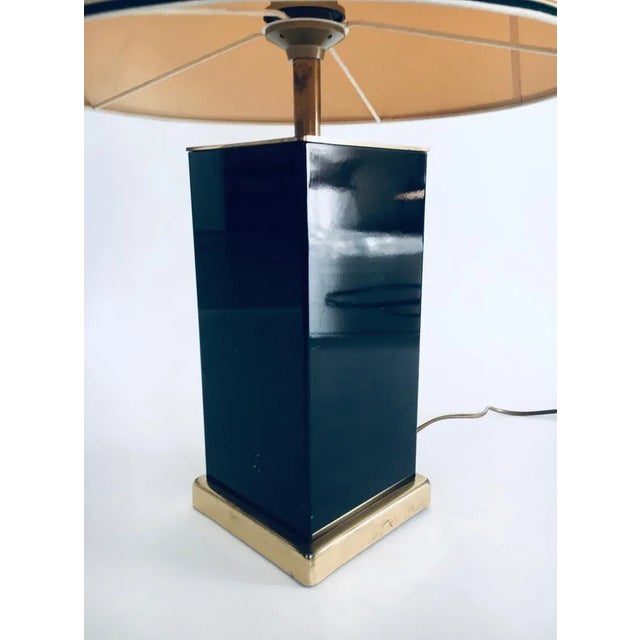 Hollywood Regency Style Black & Gold Square Table Lamp, 1970s For Sale - Image 4 of 11