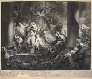 Le Grand prêtre Coresus - Original Etching by J- Danzel - Late 18th Century 1760-1800