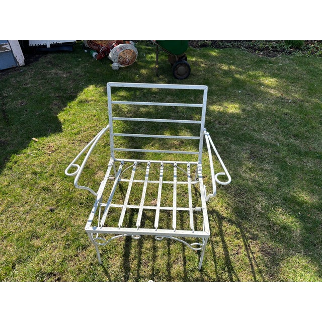 1960s Mid-Century Patio / Garden 4 Piece Set White Wrought Iron For Sale - Image 4 of 18