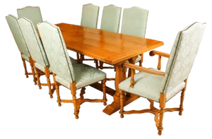 Late 20th Century Oak Refectory Dining Table, Chairs and Sideboard, 1980s, Set of 10