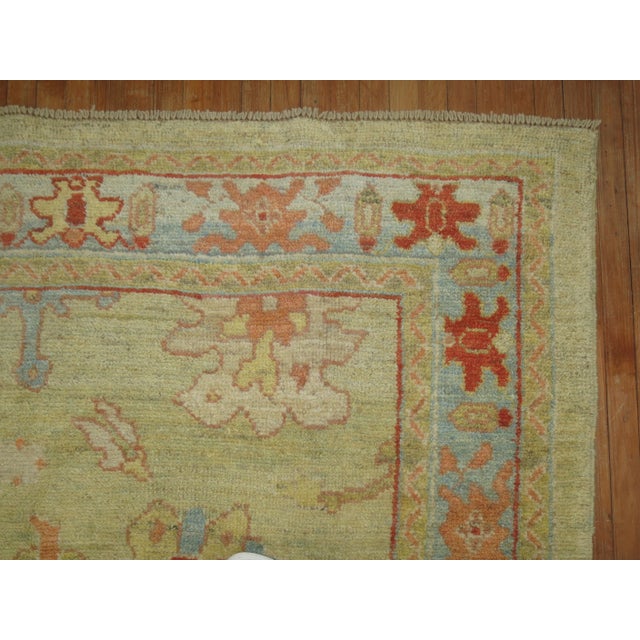 Green Green Turkish Oushak Rug, 6'9'' X 9' For Sale - Image 8 of 9