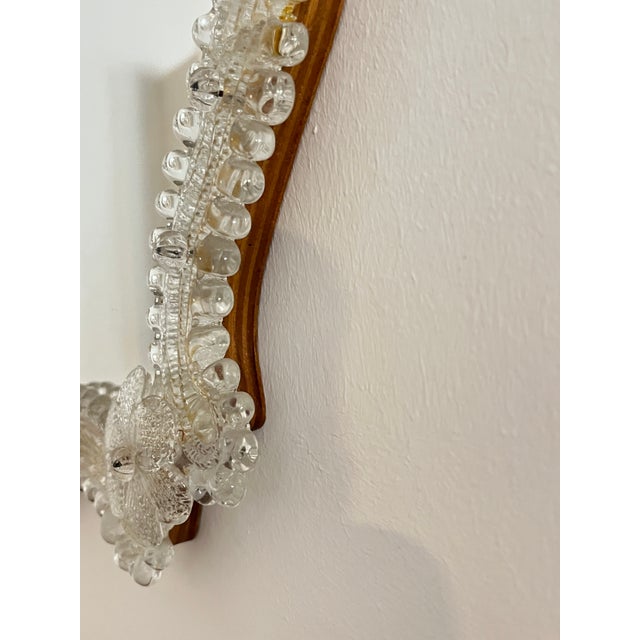 Baroque Vintage Hollywood Regency Floral Murano Glass Wall Mirror, Italy, 1970s For Sale - Image 3 of 13