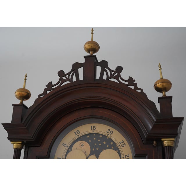 Wood Colonial Simon Willard Federal Inlaid Mahogany Grandfather Clock For Sale - Image 7 of 18